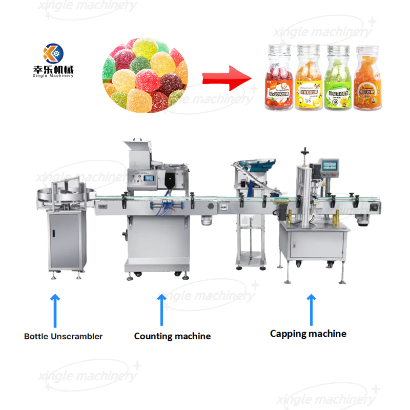 Automatic Candy Tablet Counting Bottling And Capping Production Line