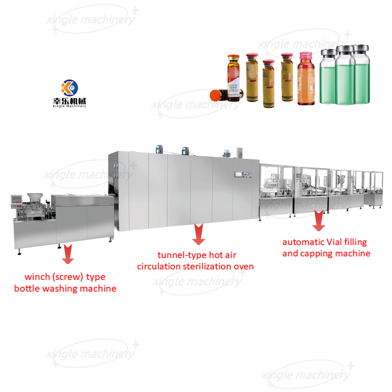Glass Vial Bottle Liquid Low Speed Linkage Filling Production Line