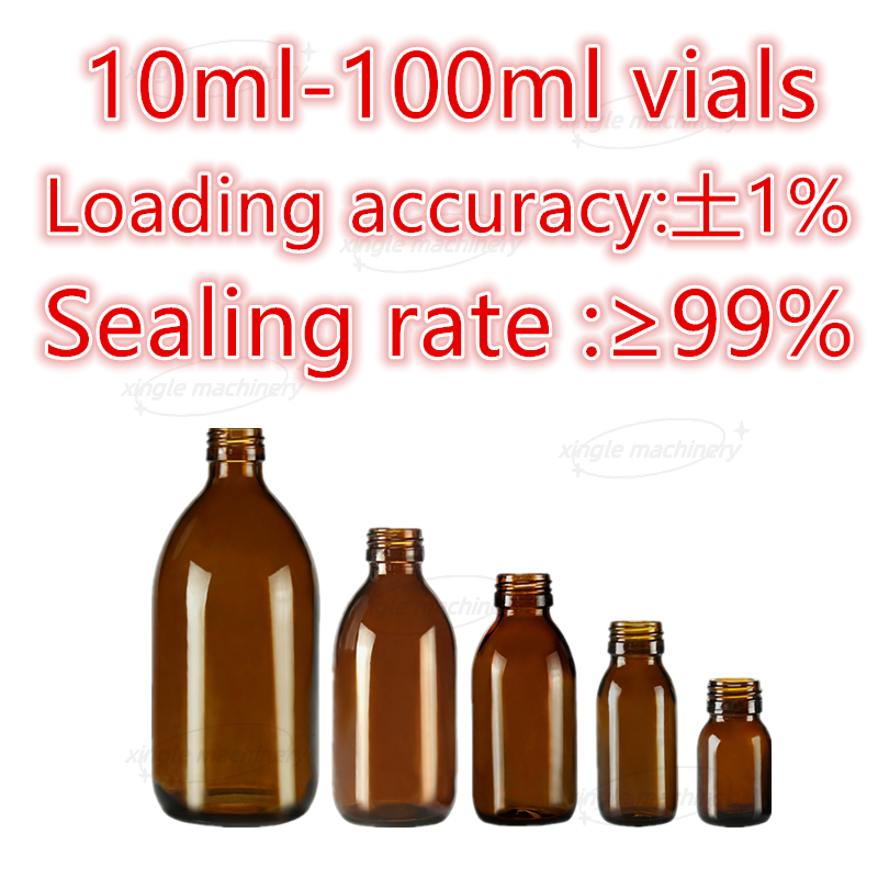 Linear Liquid 10-100ml Vial Filling Upper Plug Capping Machine