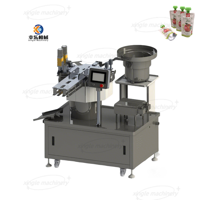 Food Liquid Double Head Spout Pouch Filling And Capping Machine