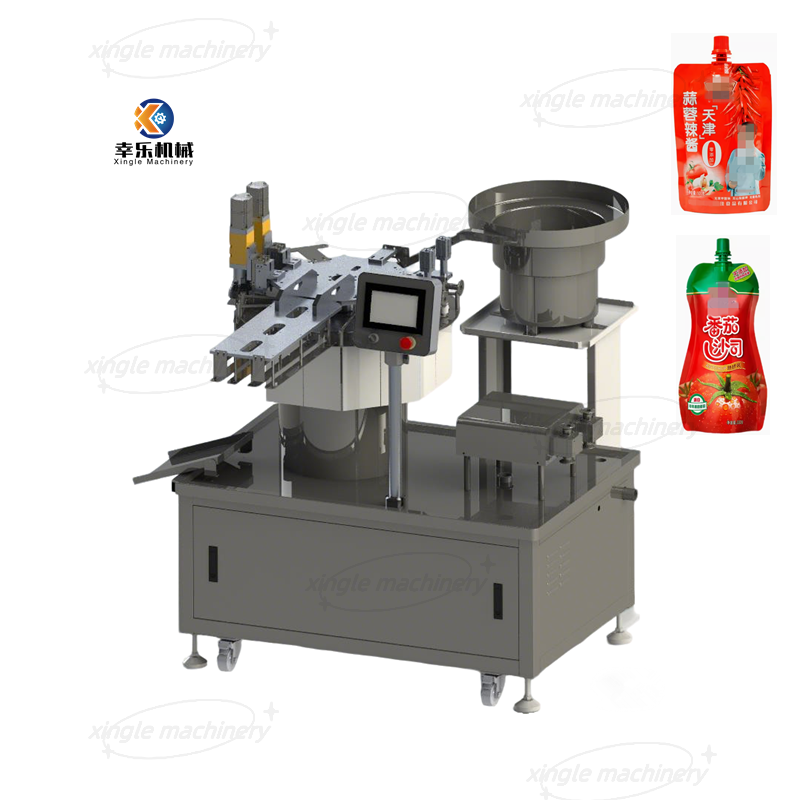 Food Liquid Double Head Spout Pouch Filling And Capping Machine