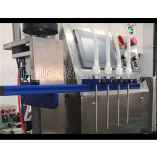 Desktop 4 Heads Liquid Filling Capping And Labeling Machine