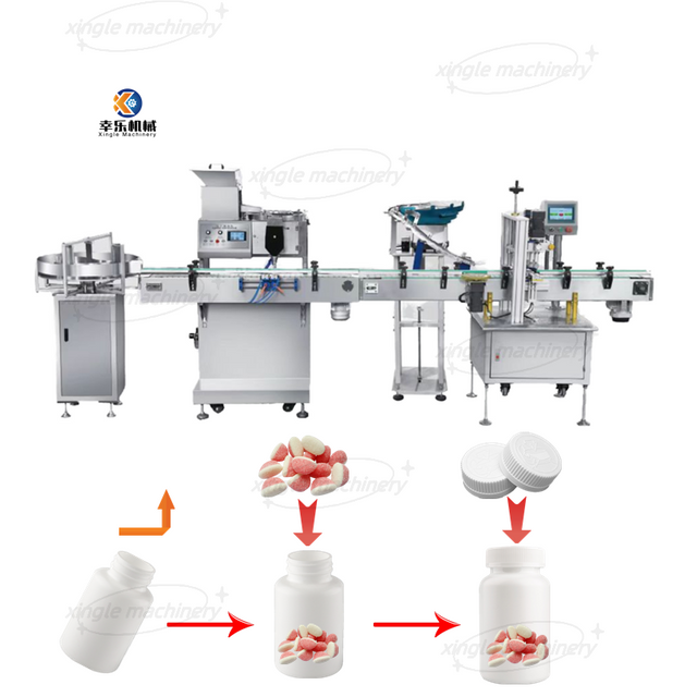 Automatic Candy Tablet Counting Bottling And Capping Production Line