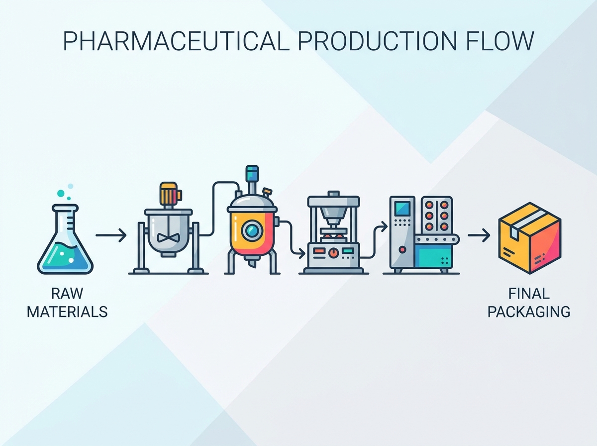 Pharmaceutical production equipment in a cleanroom environment
