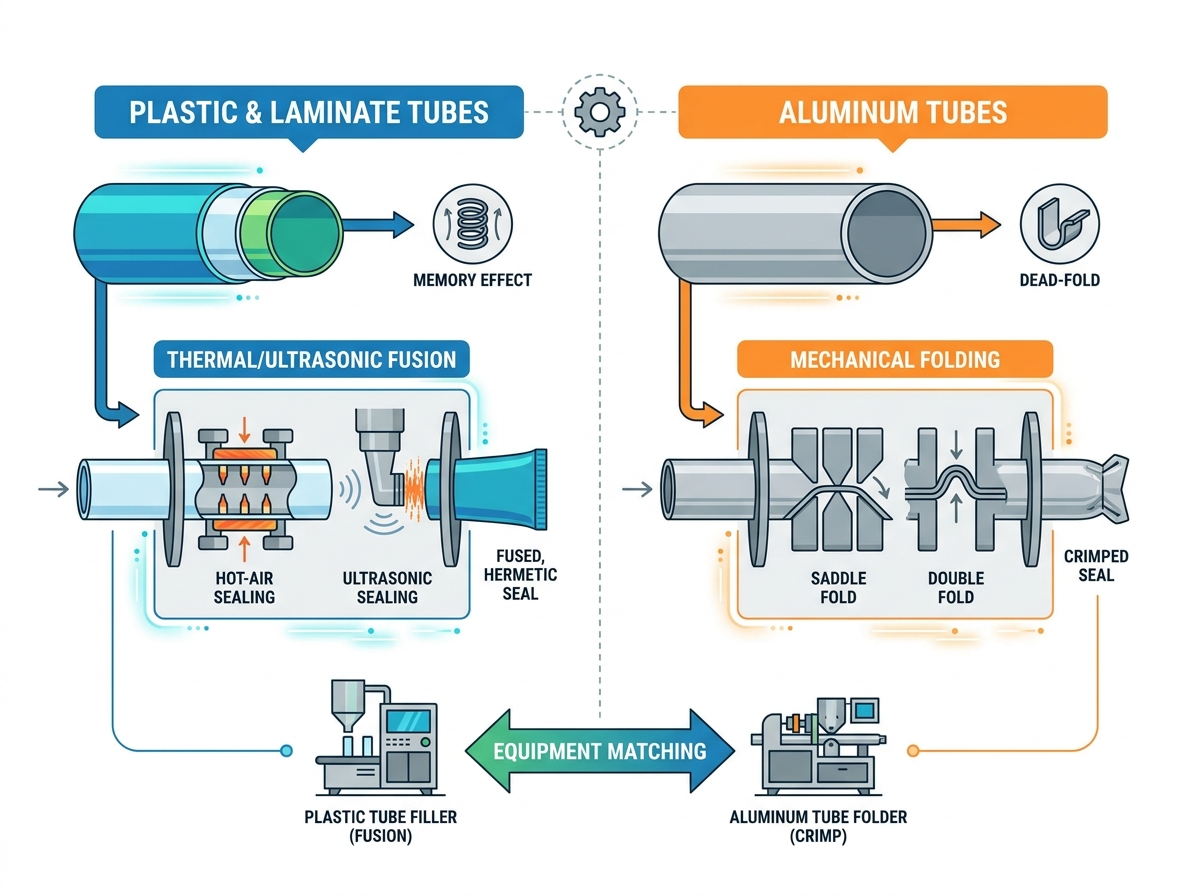 Tube Filling and Sealing Machine Processing Tubes