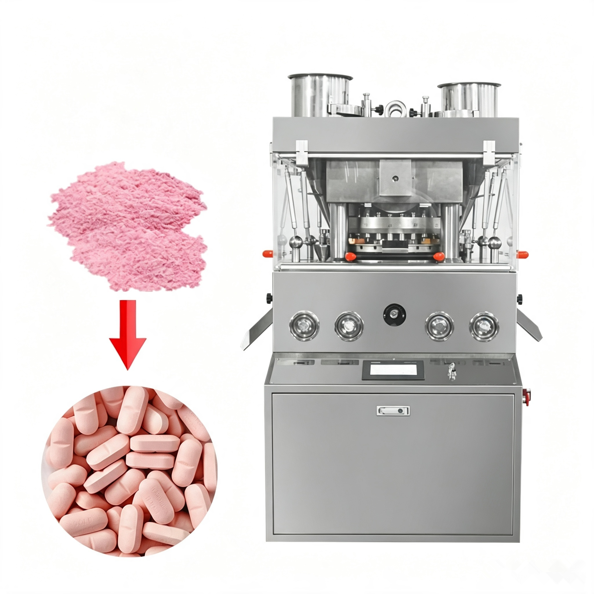 Stainless steel pharmaceutical double-press tablet press