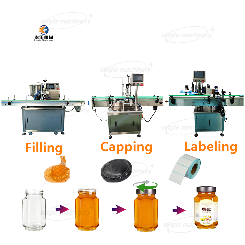 Plastic Glass Jar Bottle Bottling Jam Honey Automatic Filling Line